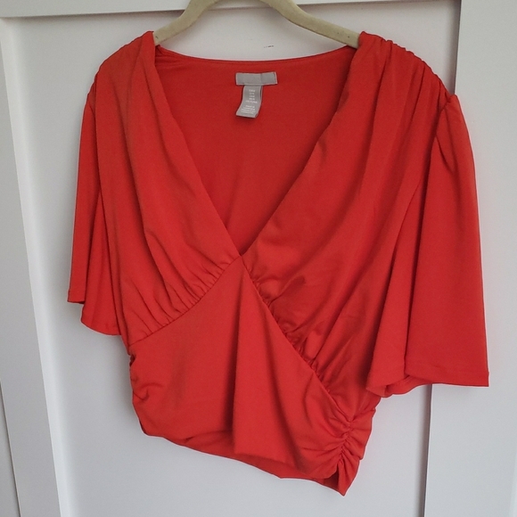 H&M Vibrant Orange Red Top - Picture 3 of 3